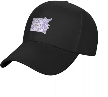 HEBUOUI Schwarze Baseballkappe für Herren Hockey Fights Cancer Baseballkappe Luxus Kappe Neu Im Hut Mann Luxus Strandhut Damen Strandvisier Personalisierte Geschenke für Männer