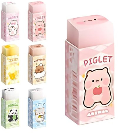 Radiergummi Weich, Radiergummi Kinder, Radiergummis für Radieren, Süßer Radiergummi für Schule Zuhause Bürobedarf Schreibwaren (6 Pcs Tiere)