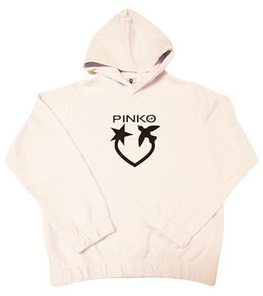 Pinko Up Felpa con Cappuccio Donna Stampa Logo su Maglia Tessuto Felpato (IT, Testo, M, Regular, Regular, Bianco)