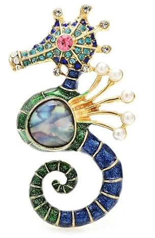 Broche hippocampe unisexe pour femme - Jolis animaux marins - Broche décontractée, Métal Zinc Acrylique