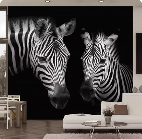 SMALLSNOT Tapeten 3D Schwarz-Weiß-Tier Wandbild Wohnzimmer Arbeitszimmer Hintergrund Wand Tapeten,3D,150x105cm