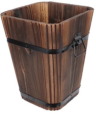 CAXUSD Solid Wood Flower Pot Outdoor Plant Pot Retro Wooden Bucket for Succulent Balcony Decor