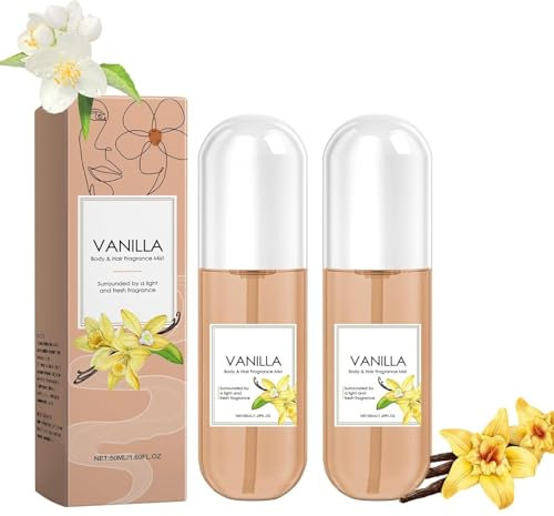 Vanilla Skin Perfume Mit Vanilleextrakt,50mlVanilla Skin Eau De Parfums,Vanilla Skin - Body & Hair Fragrance Mist,Vanilla Skin Body Mist,Lang Anhaltender Haut-Körpernebel (2PC)