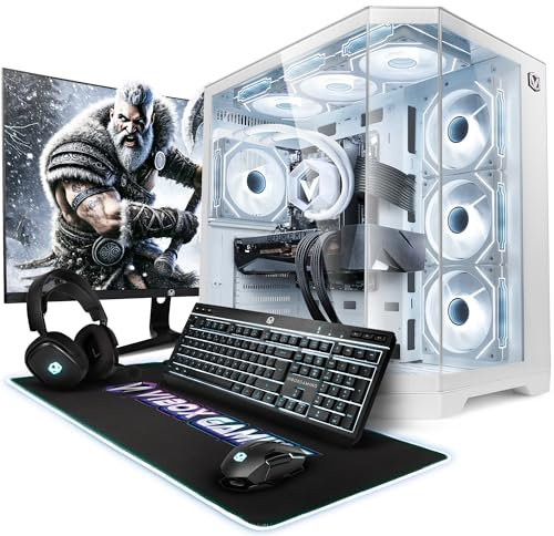 Vibox Gaming PC Bundle • Intel Core i9 12900KF 5.2GHz • Nvidia RTX 5070 12GB • 32GB RAM • 1TB NVMe SSD • Windows 11 • 27 Monitor • WiFi • White