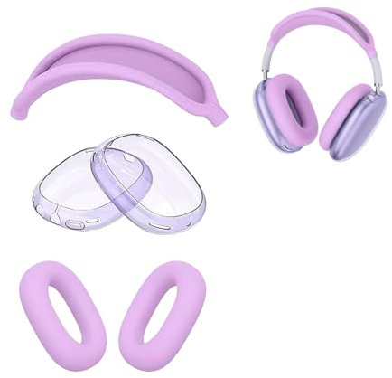 AGAOSH Silikon-Schutzhülle für AirPods Max Kopfhörer (2024/2020), Ohrpolster-Abdeckungen, weiche TPU-Ohrmuschelabdeckungen, Kopfbandabdeckung, Zubehör, Schutz für Apple AirPods Max (USB-C/Lightning