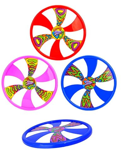 Lizzy 3pc Flying Disc 12 (30cm) Super Sports | Red, Blue & Pink Skimmers Flying Saucer For Boys Girls Kids Outdoor Beach Garden Sports Toy, Engineered for Fun, Flying Disc Frisbee Ring