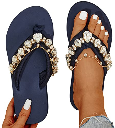Generisch Damen Flip Flops Glitzer Keilsandalen Plateau Flach rutschfeste Strand Zehentrenner Sandalen Bequeme Robuste und Leichte Badelatschen mit Rutschfesten Sohlen