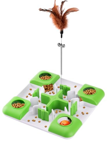 Coomazy Intelligenzspielzeug Fummelbrett für Katzen Interaktives Katzen-Futterstation Puzzle