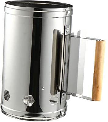 BESTonZON Anzündkamin Holzgriff Stahl BBQ Grillkamin Für Outdoor Holzkohleofen Schnelles Entzünden Geruchlos Haltbar