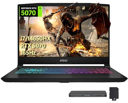 msi Katana 15.6 QHD 165Hz Gaming Laptop, Intel i7-14650HX, GeForce RTX 5070 8GB GDDR7, 64GB DDR5, 4TB SSD, 4-Zone RGB Backlit Keyboard, Cooler Boost 5, Win 11, Black, 512GB Docking Station Set