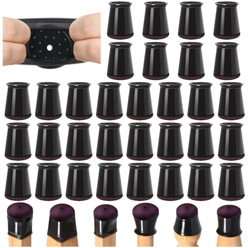 32 Pcs Chair Leg Floor Protectors for Hardwood Floors with Felt Pads Round
