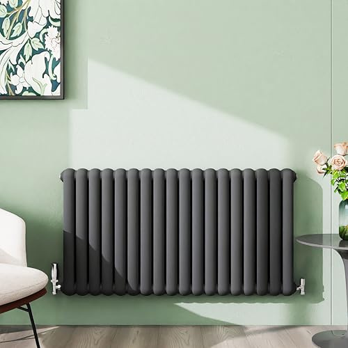 Simple Bathroom 2 Column Horizontal Designer Radiator 600x1104mm - Anthracite