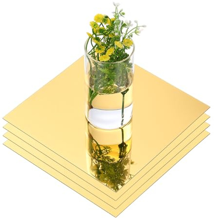 sourcing map Paquete de 4 centros de mesa de espejo de 8 pulgadas para mesas, espejos cuadrados para centros de mesa, bandeja de placa de mesa, acrílico autoadhesivo para bodas, fiestas, manualidades