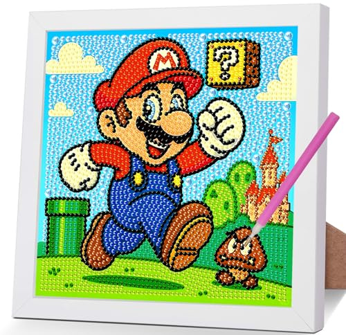 5D Diamond Painting Anime Set mit 20x20 cm Holzrahmen für Erwachsene, Kinder & Anfänger - Vollständiges DIY Bastelset mit Cartoon Motiven als Kreatives Geschenk für Mädchen Jungen ab 7 8 10 Jahre (T)