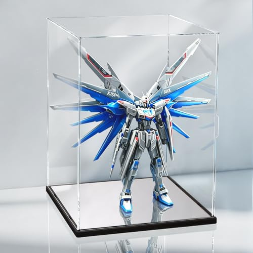 Naconmlet Transparente Acryl Vitrine mit Spiegelboden und LED-Licht | Staubdichter Schaukasten für Actionfiguren, Blind Boxes, Modelle und Sammlerstücke (30x30x35cm)