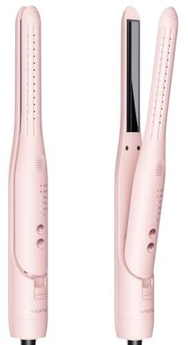 Wavytalk Lápiz Rizador 16mm, Flujo de Aire para Cabello Corto y Pixie | Flujo de Aire 360°: Menos Daño, Anti-Scald, Control Preciso en Raíz, 2-en-1 Plancha y Rizador, Rosa