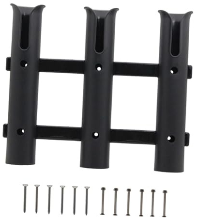 MagiDeal Support de canne à pêche, Support de Canne à Pêches 3 tubes, Support Tube pour Bateau Outil de Rangement, pour bateaux, garage, glacière, remorque, Noir