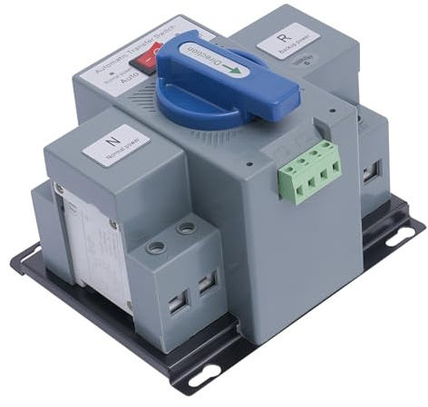 Interruptor de red, conmutador de fuente de alimentación dual 63 A, ATS conmutador automático 2P, interruptor de carga, doble corriente, interruptor de transferencia DIN, riel 2 segundos, inversor