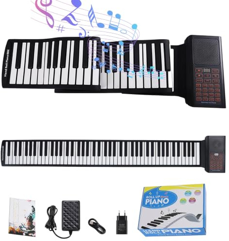 Keyboard Piano, Zusammenklappbar Piano 88 Tasten mit 128 Klängen und Rhythmen, Roll-Up Klavier Kinder mit MIDI-Bluetooth & Fußpedal, Digital Piano Reisen Heim Geschenk Kinder Erwachsene