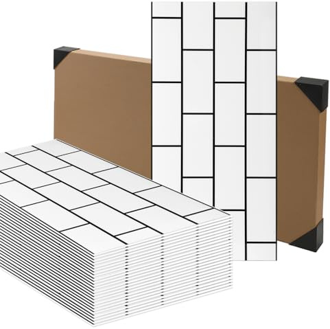 Anttyscar 10 Pieces White Brick Self Adhesive Wall Tile Stickers for Bathroom Shower, White Stick on Tiles for Kitchen Backsplash, Living Room, Vinyl Peel and Stick Waterproof, 60cmx30cm