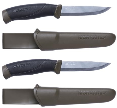 Morakniv Outdoor Messer mit Scheide - Mora Companion S - 2-Pack - Jagdmesser Feststehende Klinge aus Edelstahl - 2,5 mm - Hergestellt in Schweden - Survival Messer für Camping & Jagd