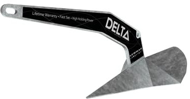 Lewmar Delta-Anker aus verzinktem Stahl, 10 kg. Für Boote 6,5-99,5 cm, Blei-Vorschaltspitze für schnelle Einstellung, integriertes Auge für Trip Linie, Maße (L x B): 70 x 31 cm