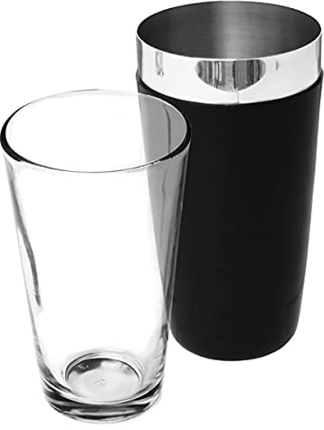 bar@drinkstuff Vinyl Boston Cocktail Tin Black Boston Shaker Can, Professional Boston Cocktail Shaker - Vinyl Coated for Extra Grip & Flair Bartending
