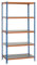 Simonclick Regal mit 5 Ebenen, 180 kg Tragkraft und Biegepunkt, 1800 x 800 x 400 mm, Schwerlastregal, Garagenregal, blau/orange/verzinkt