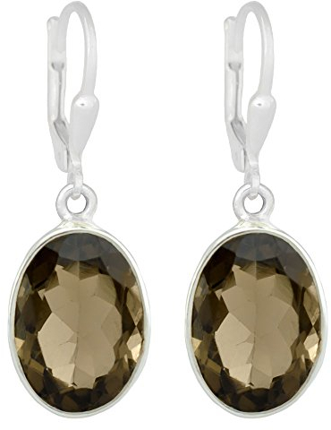 I-be, Rauchquarz Edelstein Ohrringe facettiert oval, 925 Silber, Gesamtlänge 3,3 cm, im Geschenketui, 395022 g KB