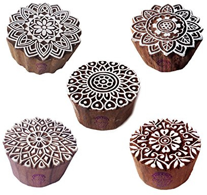Royal Kraft Indisch Designs Runden und Mandala Blöcke Drucken Holz Stempel (Set von 5)