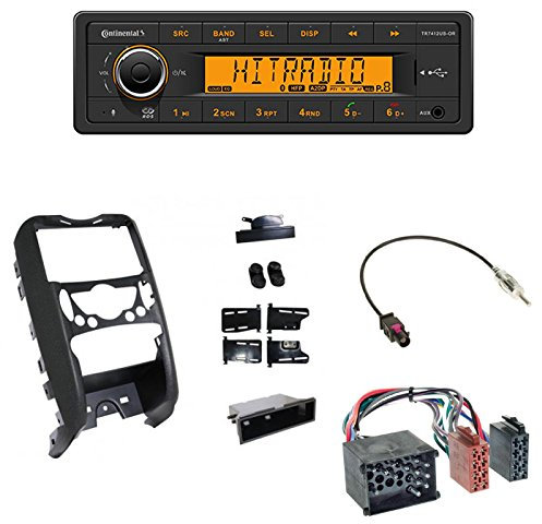 Einbauset: Autoradio Continental TR7412UB-OR Bluetooth RDS USB MP3 + 2-DIN Radio Blende Halterung + Fach schwarz + ISO Adapter Antennenadapter Fakra DIN für BMW Mini Cooper (R56) 11/2006-02/2014