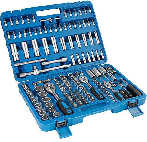 TecTake Coffret de clés à cliquets de 171 pièces set compact clés à douilles 1/2, 3/8 et 1/4 pouce