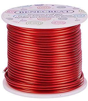 BENECREAT 12 Gauge(2mm) Aluminum Wire 100FT(30m) Anodized Jewelry Craft Making Beading Floral Colored Aluminum Craft Wire - FireBrick