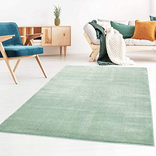 Taracarpet Kurzflor-Designer Uni Teppich extra weich fürs Wohnzimmer, Schlafzimmer, Esszimmer oder Kinderzimmer Gala Mint grün 250x250 cm