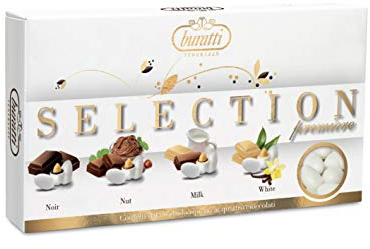 Buratti Confetti Dragées alle Mandorle Ricoperti di Cioccolato Selezione Tendresses 1 Kg - fondente, nocciola, latte e bianco