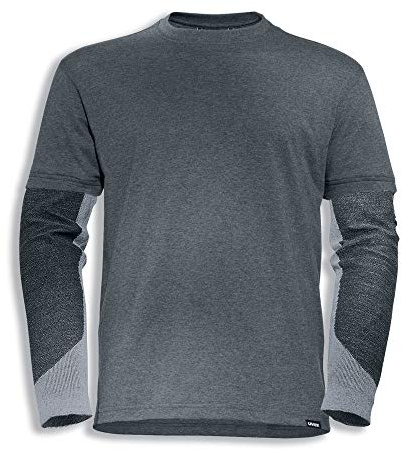 Uvex Cut Doubleflex Herren-Arbeitsshirt - Dunkelgraues Männer-T-Shirt - Ärmel mit Schnittschutz-Stufe 5