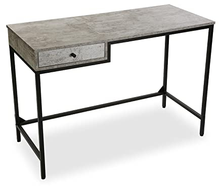 Versa Jack Schreibtisch für den Computer, Arbeitstisch Kompakter Tisch Büro, Mit Schublade, Maßnahmen (H x L x B) 76 x 48 x 110 cm, Holz und Metall, Farbe: Grau