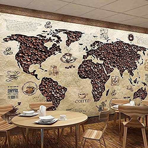 Retro Nostalgic World Map Cafe 3D Wallpaper Children Room Wallpaper Boy and Girl Room Hotel Theme Backgro Wallpaper Grey Wall Sticker Border Living Room for Bedroom Rose Blue Mural kids-350cm×256cm