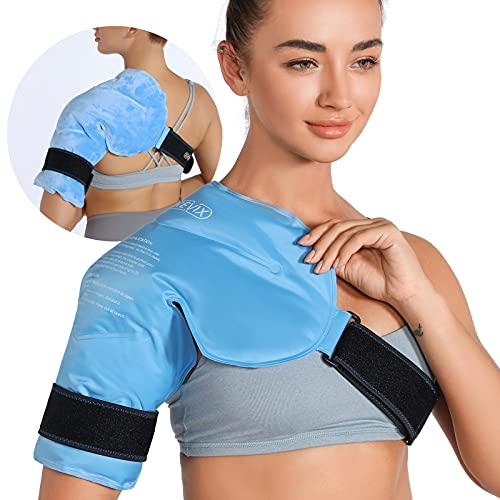 REVIX Bolsa de hielo para hombro Terapia de frío para manguito rotador, Bolsa de hielo para aliviar el dolor de hombro, lesiones, bursitis e inflamación