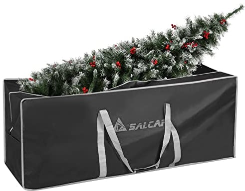 SALCAR Custodia albero di Natale, XXL Borsa Grande per albero di Natale per alberi di Natale fino a 2,1m / 2,4m / 2,7m, Tessuto Oxford 600D, Resistente e Pieghevole, con Manici Rinforzati, Nero