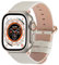 Fullmosa Correa de Apple Watch, 42 mm 44 mm 45mm Correa Compatible con iWatch, Correa de Cuero, Compatible con Apple Watch SE y Serie 7 6 5 4 3 2 1, Blanco + Hebilla de Oro Rosa, 42mm/44mm/45mm