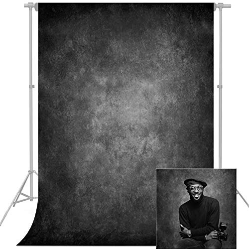 econious 1.5x2.2m Gradient with Thunder Black Portrait Photography Backdrop, Studio Pro Photo Prop with Rod Pocket