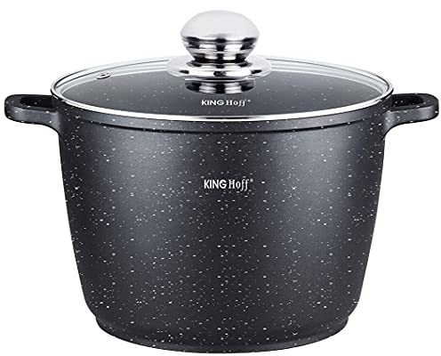 Marmor Töpf Kochtopf 10L 28cm mit Glasdeckel Marmorbeschichtung KINGHOFF (Ø28 cm)
