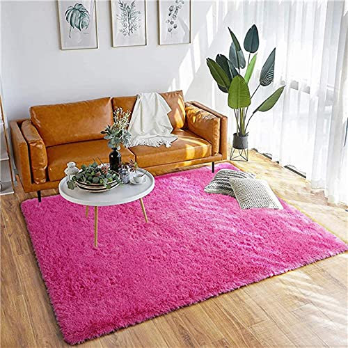 Tappeti morbidi per interni grandi e moderni Tappeti morbidi a motivi shaggy Tappeti per soggiorno Camera da letto Tappeti per cameretta Decorazioni per la casa Tappeto fucsia, 50 cm x 80 cm