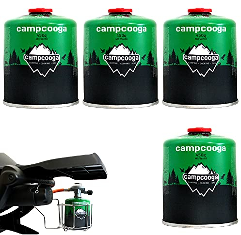 campcooga 450gr Butan Gaskartusche Schraubkartusche Ventil Camping Grill tragbar EN417 (4X 450gr Butangaskartusche)