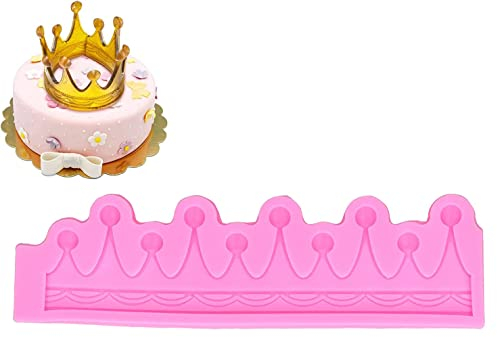 3D Kreis Krone Fondantform Silikonform Kuchendeckel Rosa Silikonkrone Fondant Handwerk Form (Rosa)