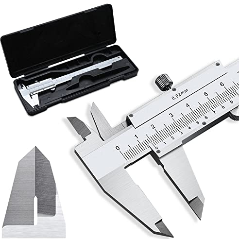 Retoo Calibro analogico in acciaio da 150 mm Calibro a Corsoio da 150mm 6 Pollici in Acciaio Inox Micrometro di Misurazione Calibro Utensile per Misurzione Esterna Interna Profondità e di Passo