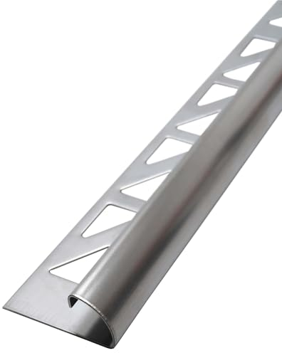 Dalsys Fliesenschiene Viertelkreisprofil Edelstahl Gebürstet 2,5m x 8mm, Rundprofil Halbrundprofil Fliesenprofil