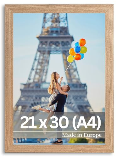 VictoR Bilderrahmen Dix 21x30 cm (A4) beige mit bruchsicherem Acrylglas | moderner Holzrahmen, Bilderrahmen A4 beige - Fotorahmen Holz