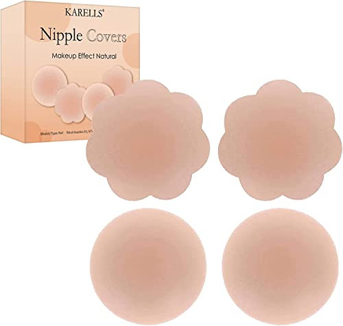 Cache Teton en Silicone, Cache Teton Femme, 2 Paires Réutilisable Auto-adhésif Cache-tétons en Silicone Nipple Cover Couvre-Tétons Adhésif et Réutilisable en Silicone